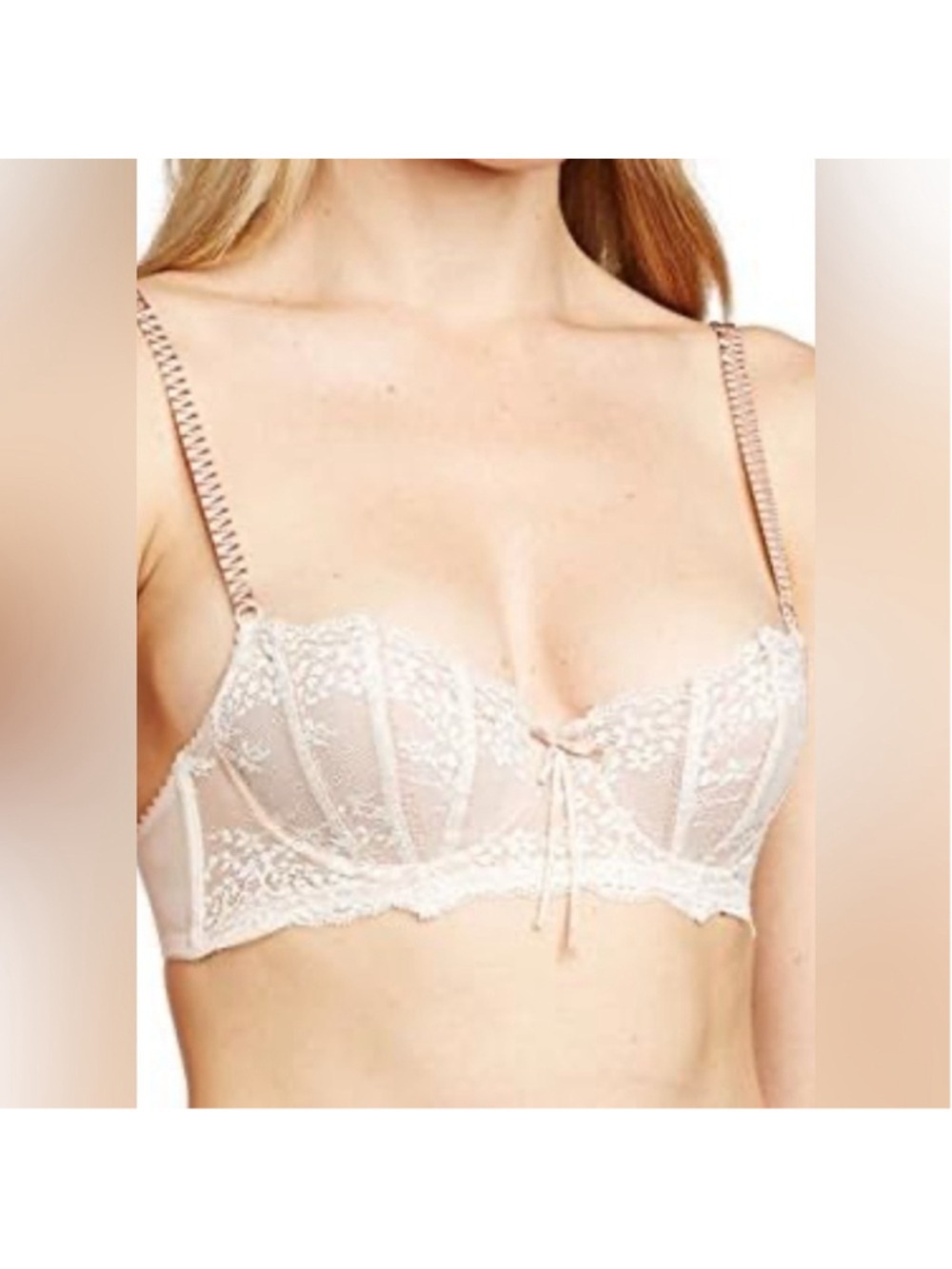 Elle MacPherson Dentelle Demi Lace Underwire Bra - Cream colour size 36 D